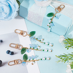 Подвеска из стекла и акрила в виде ландыша и лампворка HJEW-DR00039