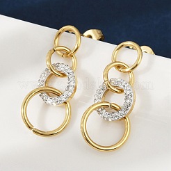 Серьги-гвоздики из полимерной глины и нержавеющей стали 304 с кольцами&nbsp;EJEW-V004-03G-01