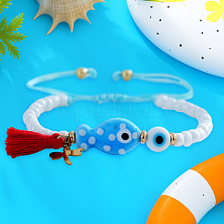 Браслеты из хлопка с кисточками и подвесками из нержавеющей стали 304&nbsp;AF1826