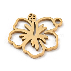 金メッキ304ステンレススチールペンダント  レーザー切断  花  17.5x15.5x1mm  穴：1.6mm&nbsp;X-STAS-L271-01G-02