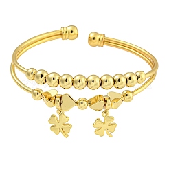 Латунные браслеты с покрытием стойки&nbsp;BJEW-B106-09G