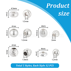 60 шт. 5 стиля s925 бусины-разделители из стерлингового серебра STER-PH0003-85