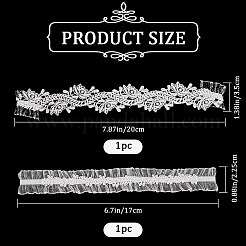 Эластичные свадебные подвязки из полиэстера с цветочным узором и кружевом AJEW-WH0470-01