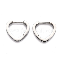 変色しにくい304ステンレススチールのハートハギーフープピアス  ハート  ステンレス鋼色  15x16.5x3mm  ピン：1mm&nbsp;STAS-H156-15P