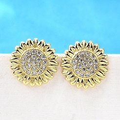 Серьги-гвоздики из циркония&nbsp;EJEW-G433-03G