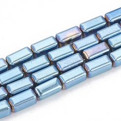 電気メッキ磁気無し合成ヘマタイトビーズ連売り  直方体の  ミックスカラー  8x4x4mm  穴：1mm  約60個/連  16.53インチ&nbsp;G-N0322-11