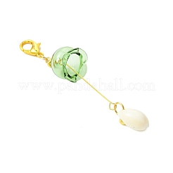 Ciondoli in vetro e ottone con zirconi cubici e decorazioni pendenti con perline sintetiche turchesi&nbsp;HJEW-JM02980-01