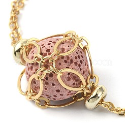 Realizzazione di braccialetti portapietre vuoti in macramè intrecciato in ottone con rombo&nbsp;BJEW-JB09904-01