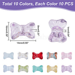 100 pz 10 colori perle di vetro verniciate a spruzzo trasparenti&nbsp;GLAA-PH0002-73