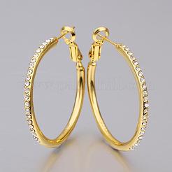 Шикарный сплав олова чешский горный хрусталь серьги обруча для женщин EJEW-BB12126-G