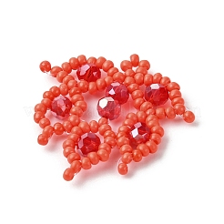 ガラスシードビーズの葉のペンダント  電気メッキガラスビーズ  トマト  29.5x29.5x4.5mm  穴：1.2mm&nbsp;PALLOY-MZ00527-01