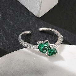 Messing Micro Pave Zirkonia Manschette offene Ringe&nbsp;RJEW-Z145-03P