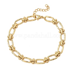 Ионное покрытие (ip) 304 нержавеющая сталь текстурированные овальные звенья цепи браслеты для женщин BJEW-B092-08G-02