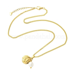 Colliers pour femmes avec pendentif ange en acier inoxydable 304 et perle naturelle&nbsp;NJEW-JN06055