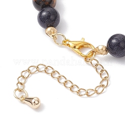 Круглые браслеты из натурального тигрового глаза и синтетического синего авантюрина для женщин&nbsp;BJEW-JB12239-01