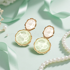 2 пара двухцветных сережек-гвоздиков из смолы EJEW-GO0003-22