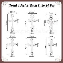 60 Stück 6 Stile 201 Edelstahl-Anschluss-Charms&nbsp;STAS-UN0061-94