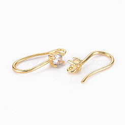 Ganci per orecchini in ottone con zirconi cubici trasparenti&nbsp;X-ZIRC-S068-004-NF