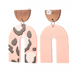 Boucles d'oreilles pendantes en résine et bois de noyer&nbsp;EJEW-JE04876