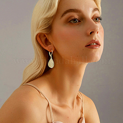 4 пара серег-капель из латуни с застежкой-русалкой EJEW-HS0001-21G