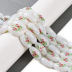 Stampa di perle ovali di vetro per la realizzazione di collane e bracciali&nbsp;GLAA-B020-01A-13