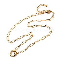 Женские ожерелья с подвеской в виде кольца и скрепки из нержавеющей стали 304 NJEW-Z091-02G