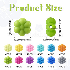 48 pz perline in silicone ecologico per uso alimentare con fiori in 12 colori&nbsp;SIL-TA0001-50