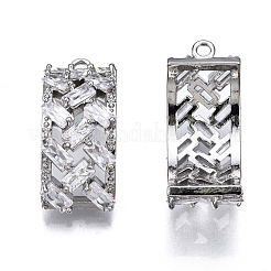 真鍮象眼細工の透明な立方晶ジルコニアペンダント  アーチ  プラチナ  22.5x9x3~8.5mm  穴：1.5mm&nbsp;ZIRC-S069-002P