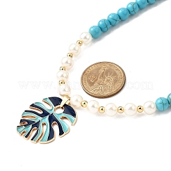 Ожерелья из круглых бусин из листового сплава с эмалью NJEW-JN05349-02