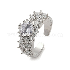 Регулируемые манжеты-кольца из латуни с микропаве из кубического циркония для женщин&nbsp;RJEW-C129-04P