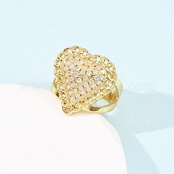 Регулируемые латунные кольца-манжеты с микропаве из кубического циркония для женщин RJEW-B139-08G-01