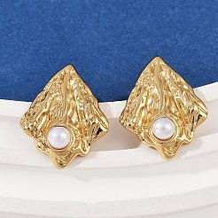 Серьги-гвоздики из АБС-пластика с жемчугом и нержавеющей сталью 304&nbsp;STAS-D368-01B-G