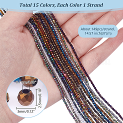 15 нить 15 стиля гальванизированные стеклянные бусины нити&nbsp;GLAA-GA0001-87B