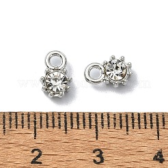 ラックメッキ合金ラインストーンチャーム  フラットラウンド  プラチナ  8x5x3.5mm  穴：2mm&nbsp;FIND-M014-16A-P