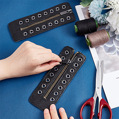 Schnürstiefel aus PU-Leder mit Reißverschlusseinsätzen&nbsp;DIY-WH0387-37B-02
