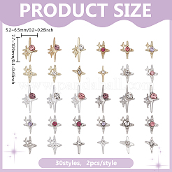 60 шт. 30 стиля звездчатых сплавов со стразами-кабошонами&nbsp;DIY-PH0029-08