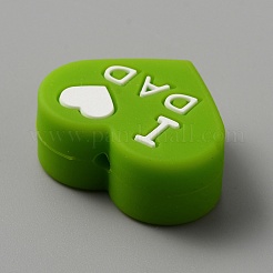 Herz mit Wort „Ich liebe Mama“ aus Silikonperlen&nbsp;SIL-WH0001-61J