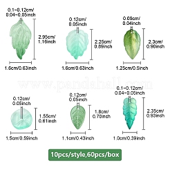 60 шт. 6 вида прозрачных стеклянных бусин DGLA-YW0001-37