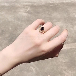 菱形の合成ブルーゴールドストーンの指輪  女性用合金ダブルリング  内径：18mm  2個/セット&nbsp;PW-WGF47D5-01