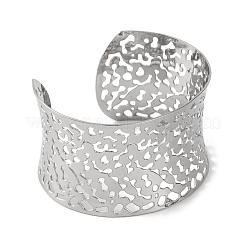 Полые широкие браслеты-манжеты из нержавеющей стали 304 для женщин&nbsp;BJEW-B104-25G