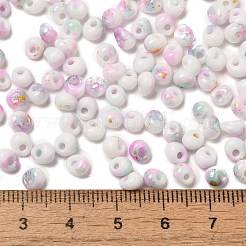 焼付塗装ガラスシードビーズ  丸い穴  ティアドロップ  パールピンク  5~5.5x4~5x3~3.5mm  穴：1.2mm  約55個/10g&nbsp;X1-SEED-F006-01A-13