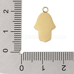 304ステンレススチールエナメルペンダント  ハムサハンドチャーム  ゴールドカラー  17.5x10.5x2mm  穴：1.6mm&nbsp;STAS-P377-11G-A