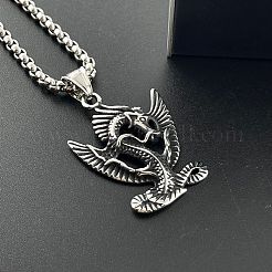 Винтажные панк-ожерелья с подвеской в виде дракона из нержавеющей стали 304 для мужчин NN6351