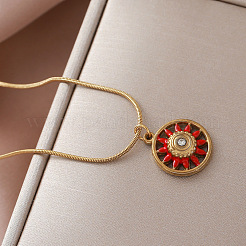 Colliers pendentifs vintage européens en acier inoxydable 304 émaillé rouge en forme de fleur pour femmes&nbsp;WS4572