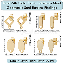 80 шт. 4 стиля фурнитуры для сережек-гвоздиков из нержавеющей стали 201&nbsp;EJEW-BBC0002-14A