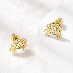 Серьги-гвоздики в форме краба из латуни с микропаве из прозрачных кубических цирконий&nbsp;LS-EJEW-K319-01G