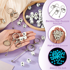 Наборы для самостоятельного изготовления брелоков из нержавеющей стали с бусинами&nbsp;KEYC-TA0001-63