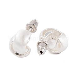 女性用クロスドローベンチ真鍮ハーフフープスタッドピアス  銀  13x10mm&nbsp;EJEW-G391-11S