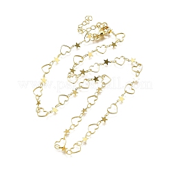 Латунные ожерелья со звездами и сердечками NJEW-M108-30G