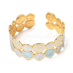 Bracciali rigidi aperti piatti e rotondi in acciaio inossidabile 304 smaltato per donna&nbsp;SA-CBA1A30-03B-G